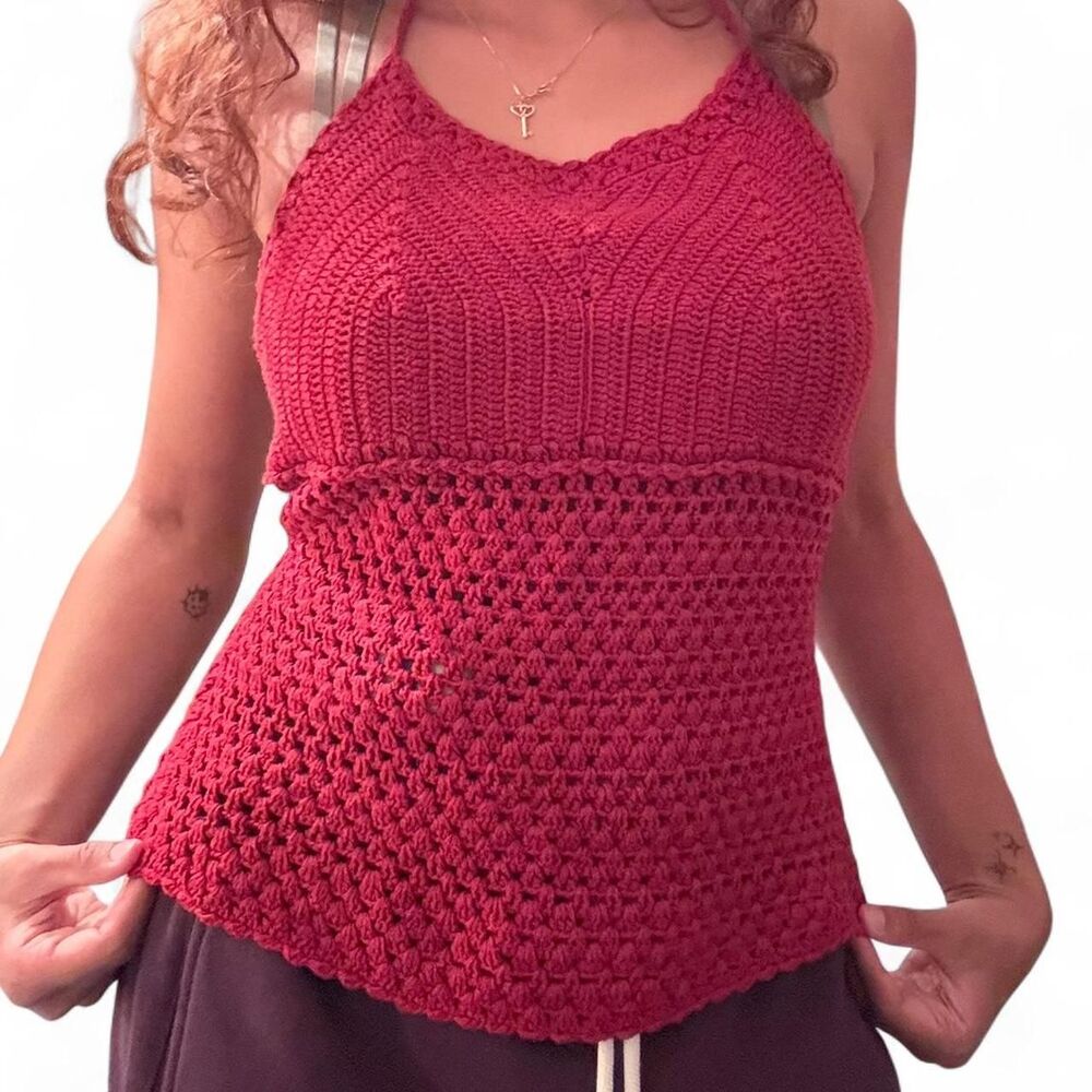 Bisou Bisou Women's red crochet halter